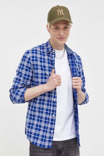 Košile Tommy Jeans tmavomodrá barva, regular, s klasickým límcem