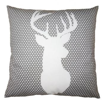 Bílo-šedý povlak na polštář s jelenem White&Grey Deer - 45*45 cm KT021.331