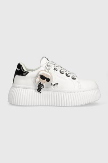 Kožené sneakers boty Karl Lagerfeld KREEPER LO bílá barva, KL42376N