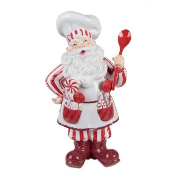 Bílo-červená dekorace figurína Santa Claus kuchař - 26*20*47 cm 6PR4244