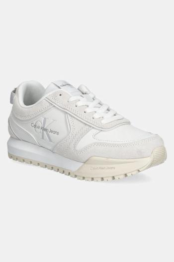 Kožené sneakers boty Calvin Klein Jeans TOOTHY RUNNER IRREGULAR LINES W béžová barva