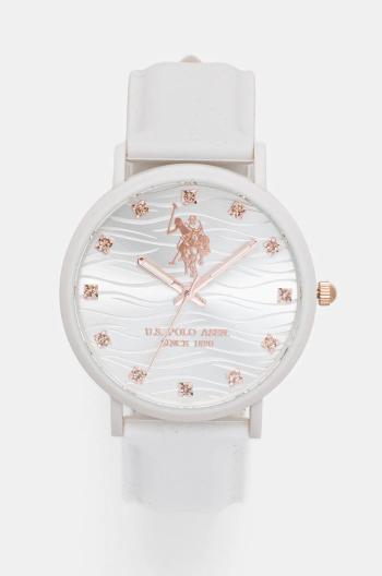 Hodinky U.S. Polo Assn. LUCYCRYSTAL bílá barva, USP8264RG