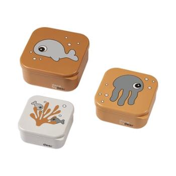 Done by Deer ™ sada svačinových boxů 3-pack Sea friends v hořčicově žluté/šedé barvě