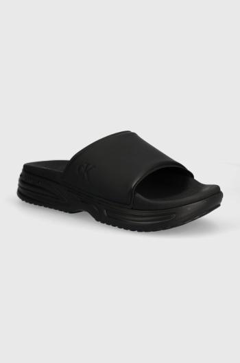 Pantofle Calvin Klein Jeans CHUNKY COMF SLIDE MINIMAL RAW pánské, černá barva, YM0YM00956