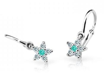 Cutie Jewellery Třpytivé dětské náušnice z bílého zlata C2118-10-X-2 světle zelená