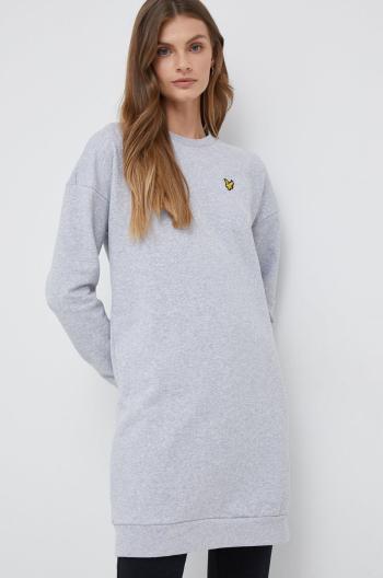 Bavlněné šaty Lyle & Scott šedá barva, mini