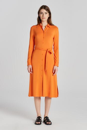 ŠATY GANT SLIM JERSEY SHIRT DRESS PUMPKIN ORANGE