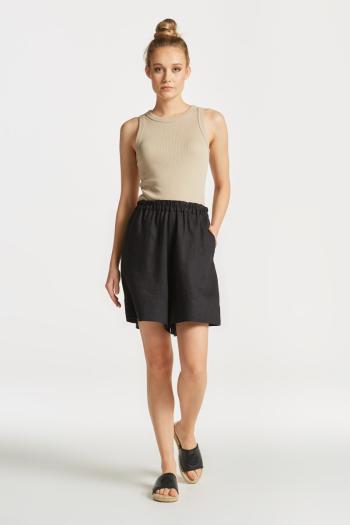 ŠORTKY GANT LINEN PULL ON SHORTS EBONY BLACK