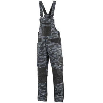 Canis (CXS) Pánské pracovní kalhoty s laclem CXS SOLIS FLEX - Maskáčová / černá | 58