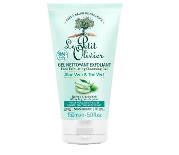 Le Petit Olivier Exfoliační čisticí gel na pleť aloe vera a zelený čaj 150 ml