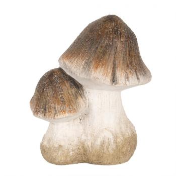 Béžovo-hnědá keramická dekorace houby Mushroom - 10*7*12 cm 6CE1768