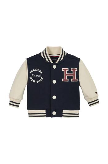 Kojenecká mikina Tommy Hilfiger tmavomodrá barva, s aplikací, KN0KN01960