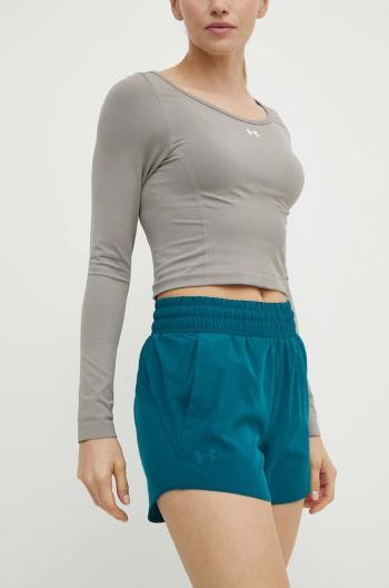 Tréninkové šortky Under Armour Flex zelená barva, hladké, high waist, 1376935