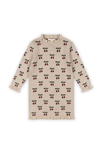 Dívčí šaty Konges Sløjd SIKA KNIT DRESS béžová barva, mini, KS102099