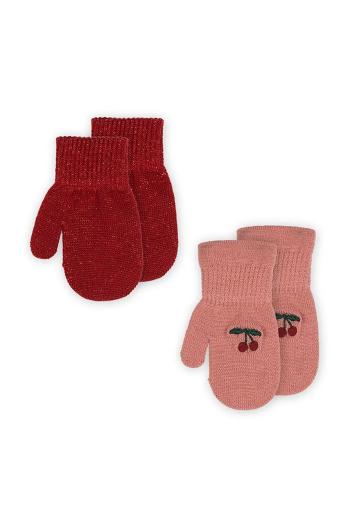 Dětské rukavice s příměsí vlny Konges Sløjd 2 PACK MITTENS 2-pack černá barva, KS101874