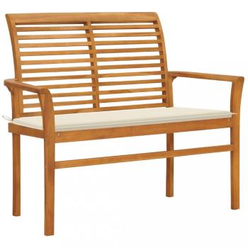 Zahradní lavice s krémovou poduškou 112 cm masivní teak