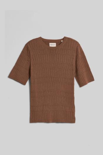 SVETR GANT TEXTURED SHORT SLEEVE C-NECK ROASTED WALNUT