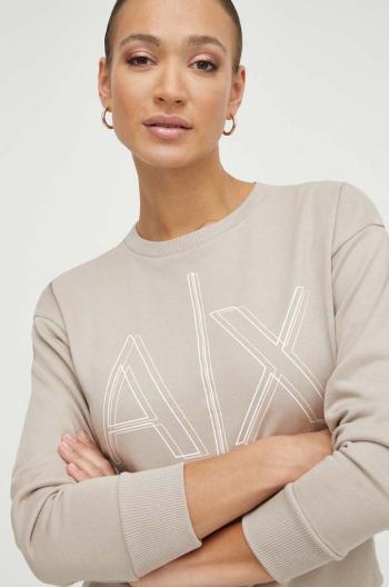 Mikina Armani Exchange dámská, béžová barva, s potiskem, 3DYM11 YJEBZ