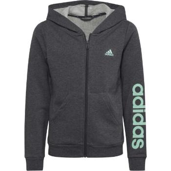 adidas LINEAR FULL-ZIP HOODIE Dívčí mikina, tmavě šedá, velikost