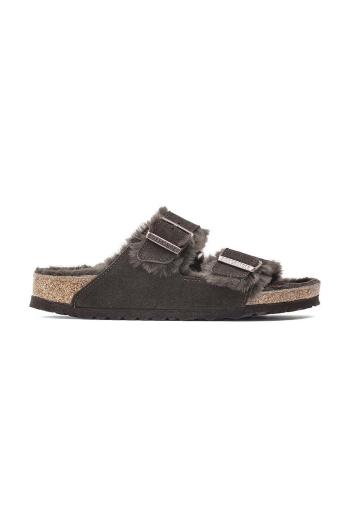 Semišové pantofle Birkenstock Arizona dámské, hnědá barva, 1020528