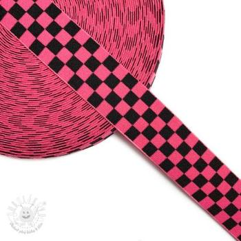 Guma hladká 4 cm Chequered jacquard fuchsia