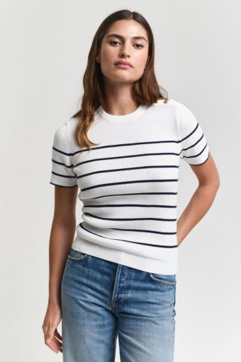 SVETR GANT RIBBED BRETON C-NECK CREAM