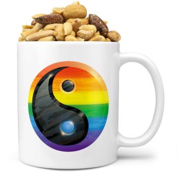 Hrnek LGBT YinYang (Náplň hrníčku: Směs slaných oříšků)