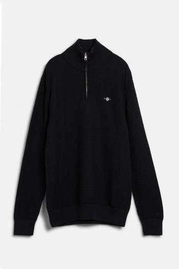 SVETR GANT COTTON TEXTURED HALF ZIP BLACK