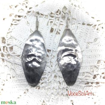 Ezüst levél Fülbevaló