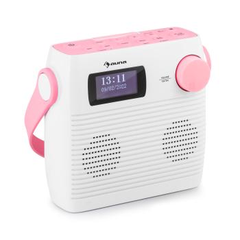 Auna Splash, radio pentru duș, BT, DAB+/UKW, IPX4, port USB, mufă pentru căști, USB-C, baterie