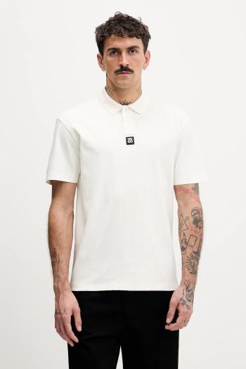 HUGO pamut póló barna, sima, 50517638