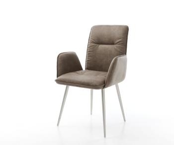 Jídelní židle Vinja-Flex taupe vintage zúžená podnož nerezová