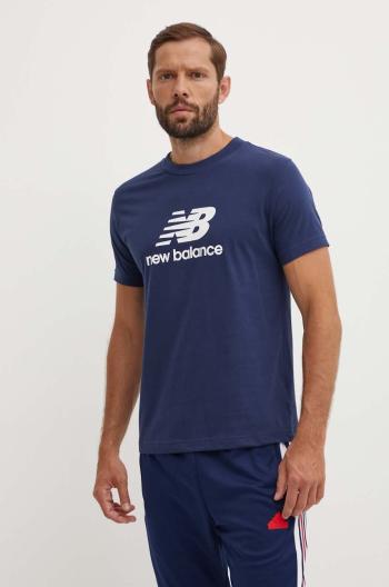 Bavlněné tričko New Balance Sport Essentials tmavomodrá barva, s potiskem, MT41502NNY