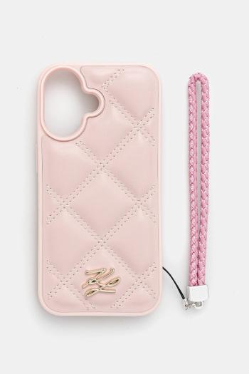 Puzdro na mobil Karl Lagerfeld iPhone 16 ružová farba, KLHCP16SPSQSKLSMSP