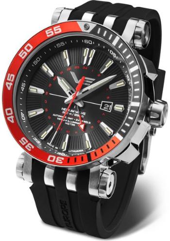 Vostok Europe Energia Rocket Automatic GMT NH34-575A717 - Černý silikonový řemínek