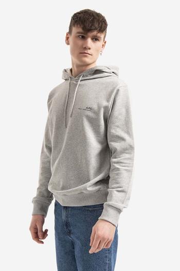 Bavlněná mikina A.P.C. Hoodie Item COEAS-H27672 BLACK pánská, šedá barva, s kapucí, hladká