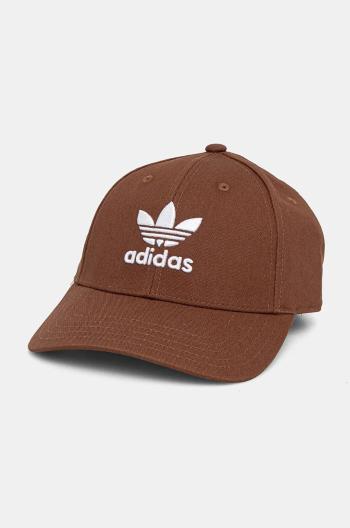 Bavlněná baseballová čepice adidas Originals hnědá barva, s aplikací, IX7572