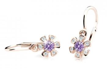Cutie Jewellery Dětské náušnice z růžového zlata C2156-10-X-4 fialová