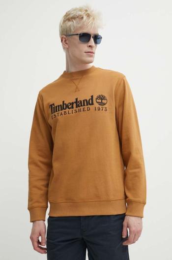 Mikina Timberland pánská, hnědá barva, s aplikací, TB0A2FEQP471