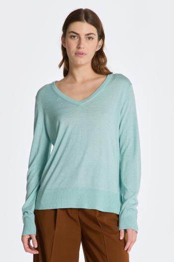 SVETR GANT FINE KNIT V-NECK IBIZA BLUE