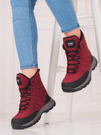 Cizme de zăpadă pentru femei burgundy excelent fără toc