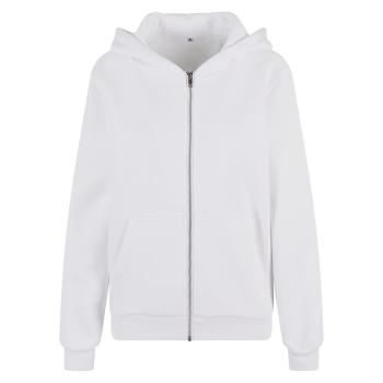 Build Your Brand Hebká dámská mikina na zip Fluffy - Bílá | XS