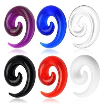 Taper z UV akrylu špirálový farebný - Hrúbka: 2 mm, Farba piercing: Biela