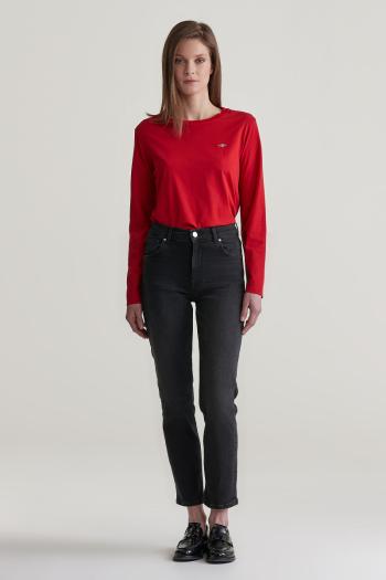 DŽÍNY GANT BLACK CROPPED SLIM JEANS BLACK WORN IN