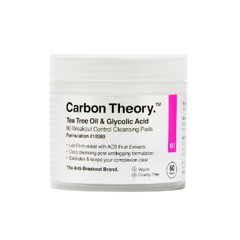 Carbon Theory Čisticí pleťové tamponky Tea Tree Oil & Glycolic Acid Breakout Control (Cleansing Pads) 60 ks