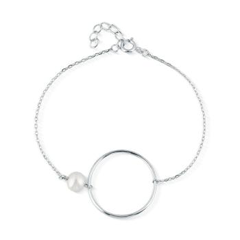 JwL Luxury Pearls Minimalistický stříbrný náramek s pravou perlou JL0859