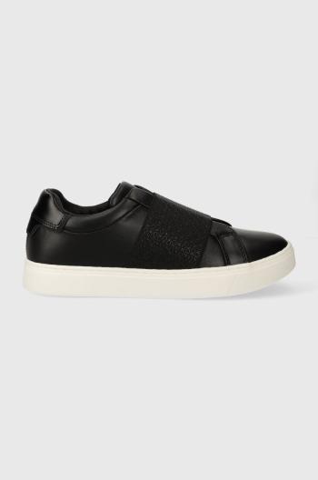 Kožené sneakers boty Calvin Klein CLEAN CUPSOLE SLIP ON černá barva, HW0HW02007