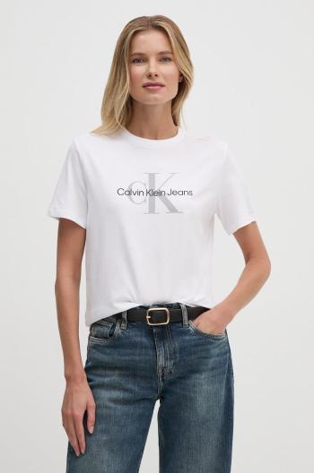 Bavlněné tričko Calvin Klein Jeans bílá barva, 00040WL260