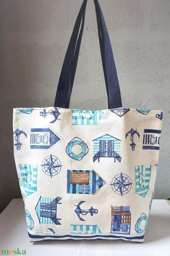 Strandtáska, shopper táska, szövet táska - tengerész