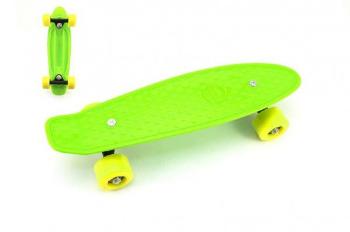 Teddies Skateboard pennyboard 43cm plastové osy zelená žlutá kola